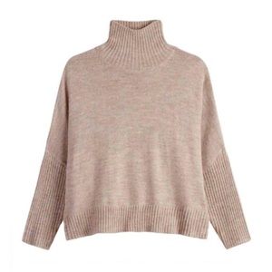 🆕 Oatmeal Recycled Knit Ribbed Funnel Neck Sweater * Various Colors Available